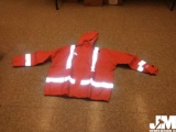 FIRE-RESISTANT CHEMICAL/RAIN JACKET, COLOR: ORANGE, MEDIUM, AS IS/CONDITION UNKNOWN***THIS ITEM