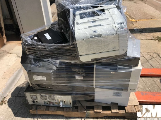 PALLET OF MISCELLANEOUS TVS, DESKTOPS, MONITORS, PRINTERS, DVD PLAYERS, AND