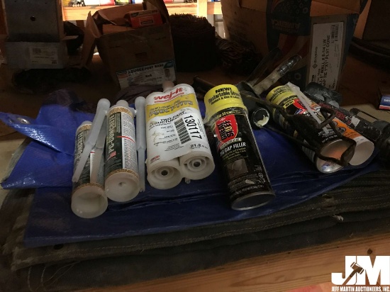 QTY OF MISC ADHESIVES, EPOXY GUN, EXPANSION FOAM, AND 2