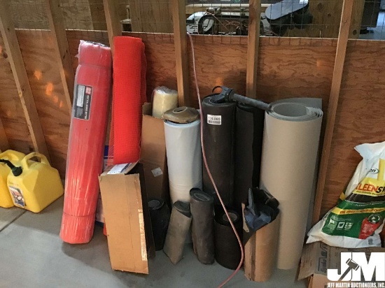 MISC QTY OF FLOORING AND ROOFING MATERIAL, (2) ROLLS OF
