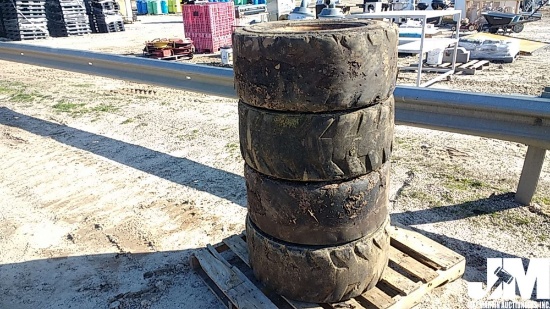 QTY OF (4) 12-16.5 FOAM FILLED TIRES W/WHEELS, TO FIT