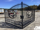 (UNUSED) GREATBEAR 20FT BI-PARTING WROUGHT IRON GATE W/DEER ARTWORK IN