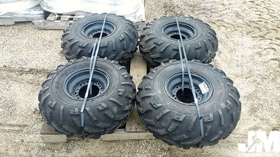 SET OF (4) ATV TIRES ON STEEL RIMS (AT25×...11-10)