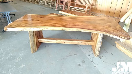 TEAK WOOD TABLE & (2) BENCHES