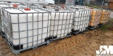 (5) 250 GAL POLY TOTES W/METAL CAGE PALLETS
