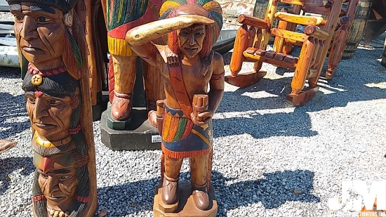 TEAK WOOD 40" INDIAN TOTEM POLE