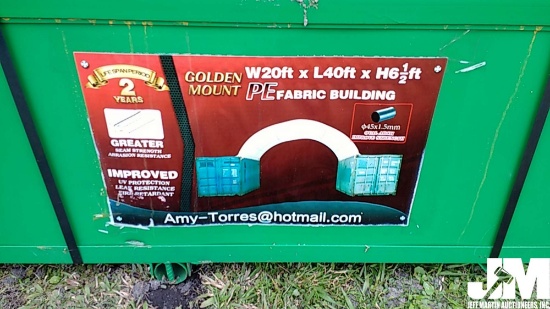 (UNUSED) 2020 GOLDEN MOUNT PE DOME CONTAINER SHELTER, MODEL C2040-300GSM,