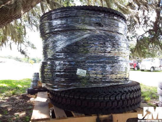 (UNUSED) QTY OF (4) AMBERSTONE 11R22.5-16PR TIRES, REGROOVABLE ALL STEEL