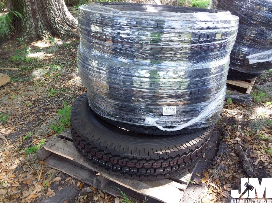 (UNUSED) QTY OF (4) AMBERSTONE 11R22.5-16PR TIRES, REGROOVABLE ALL STEEL