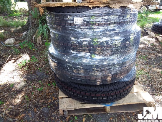 (UNUSED) QTY OF (4) AMBERSTONE 11R22.5-16PR TIRES, REGROOVABLE ALL STEEL
