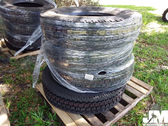 (UNUSED) QTY OF (4) AMBERSTONE 11R22.5-16PR TIRES, REGROOVABLE ALL STEEL