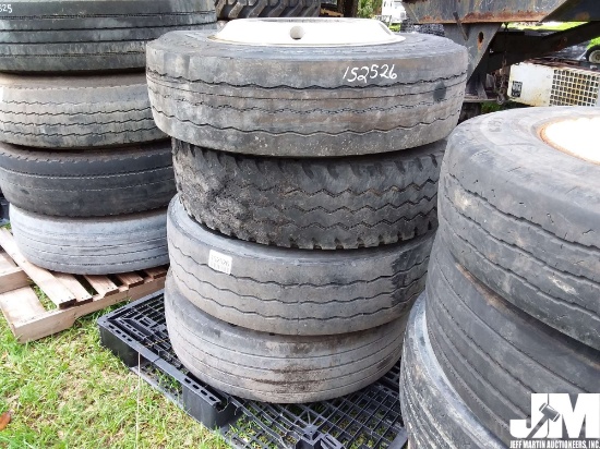 QTY OF (4) MISC TIRES W/ WHEELS, 275/70R22.5