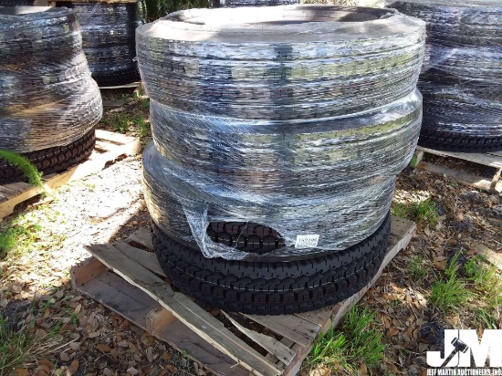 (UNUSED) QTY OF (4) AMBERSTONE 11R22.5-16PR TIRES, REGROOVABLE ALL STEEL