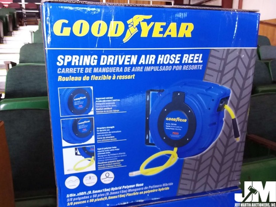 (UNUSED) GOODYEAR 3/8" X 50' SPRING DRIVEN AIR HOSE REEL