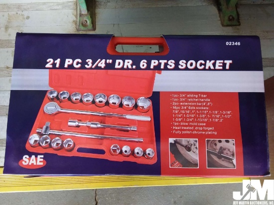 (UNUSED) 21 PC 3/4" DRIVE SAE 6PT SOCKET SET W/CARRY