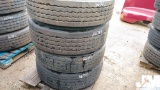 QTY OF (4) 315/80R22.5 RECAP TIRES MOUNTED ON STEEL RIMS