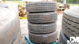 QTY OF (4) 315/80R22.5 RECAP TIRES MOUNTED ON STEEL RIMS