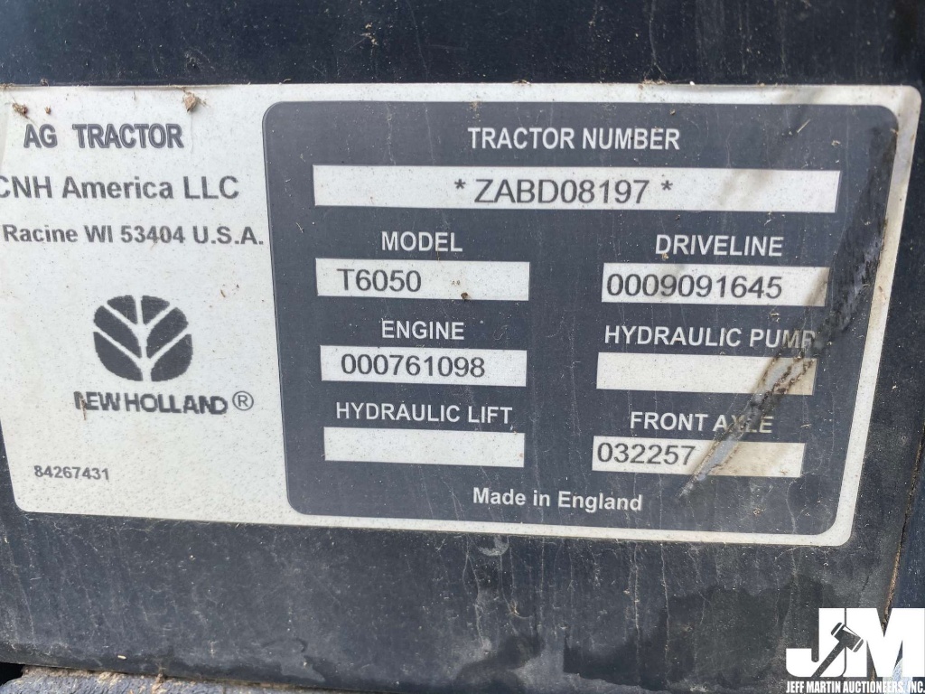 2010 NEW HOLLAND T6050 PLUS 4X4 TRACTOR SN: ZABD08197 | Farm Machinery \u0026  Implements Tractors 4WD Tractors | Auctions Online | Proxibid