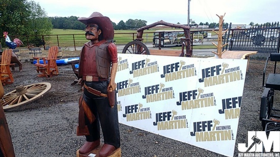 WOODEN COWBOY STATUE, 74" TALL