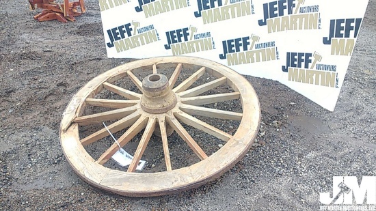 TEAK WOOD WAGON WHEEL, 49" WIDE
