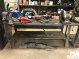 METAL WORK BENCH WITH VICE AND GRINDER, ***CONTENTS NOT INCLUDED***