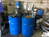 QTY OF MISC DRUMS CONTAINING SAE 15W-40, TRANSMISSION FLUID, HYDRAULIC