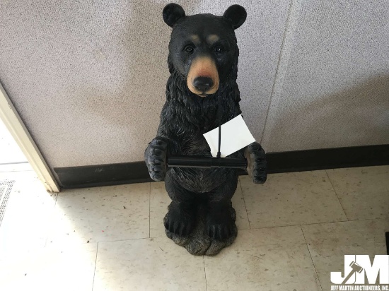 WOODEN BEAR W/ PAPER HOLDER