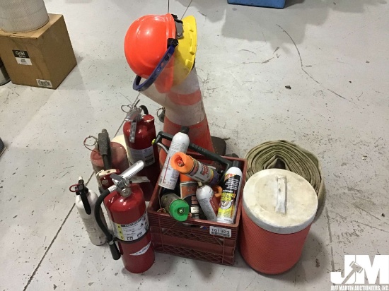 QTY OF MISC FIRE EXTINGUSHERS, SPRAY MARKING PAINT, BRAKE CLEANER,
