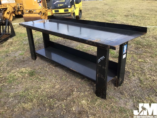 (UNUSED) 29" X 90" WORK BENCH, TABLE BENT IN LEFT