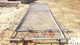 QTY OF (2) APPROX 21' CHAIN LINK GATES W/ROLLERS, PULLEYS,