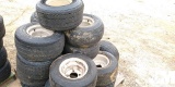 QTY OF GOLF CART TIRES, MOST MOUNTED ON RIMS