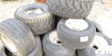 QTY OF GOLF CART TIRES, MOST MOUNTED ON RIMS