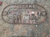METAL HORSE WELCOME FRIENDS SIGN
