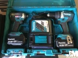QTY OF (2) MAKITA DRILLS & CHARGER WITH CARRY CASE.