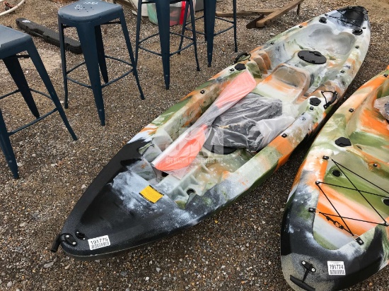 12' TWO PERSON KAYAK W/ PADDLE AND CLIP ON SEATS
