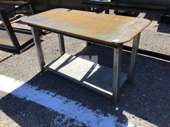 (UNUSED) 30" X 57" STEEL WELDING TABLE W/SHELF, UNPAINTED