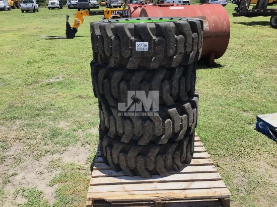 QTY OF (4) USED SKID STEER TIRES W/ WHEELS, 33X12-20