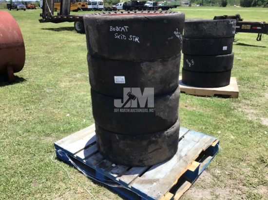 QTY OF (4) USED SKID STEER TIRES W/ WHEELS, 33X12-20,