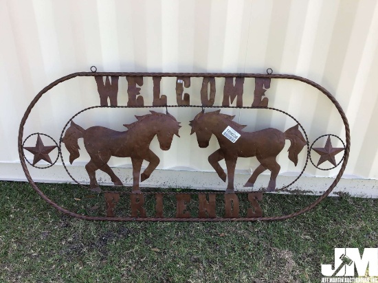 5' OVAL METAL WELCOME FRIENDS SIGN