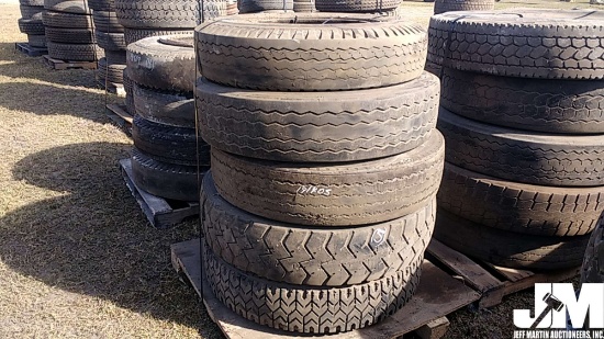 QTY OF (5) MISC COMMERCIAL TRUCK TIRES W/ WHEELS