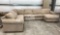 SOFA SECTIONAL, W/ PLUSH TAN CLOTH, (4) TOTAL SECTIONS W/