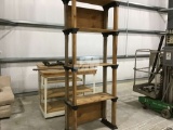 WOODEN STORAGE SHELVING UNIT, 38.5