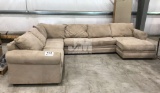 SOFA SECTIONAL, W/ PLUSH TAN CLOTH, (4) TOTAL SECTIONS W/