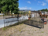 16' POWDER COATED GATE, W/ HORSE INLAY