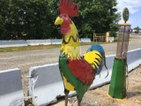 6' MULTI-COLORED TIN METAL ROOSTER, 80