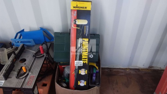 BOX W/ MISC PAINTING EQUIPMENT