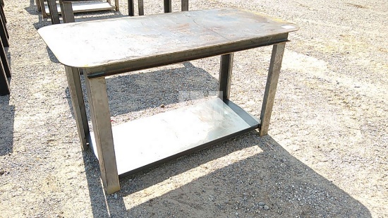 (UNUSED) 29" X 57" STEEL WELDING TABLE W/SHELF