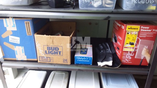 SHEJF W/ MISC POWER STEAMER & SHOP ITEAMS/ SHELF NOT