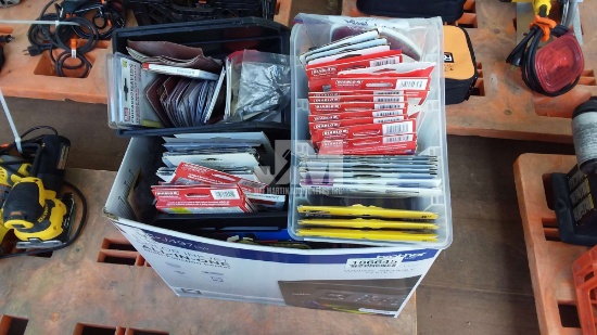 BOX OF MISC. SAND PAPER FOR PALM & BELT SANDERS