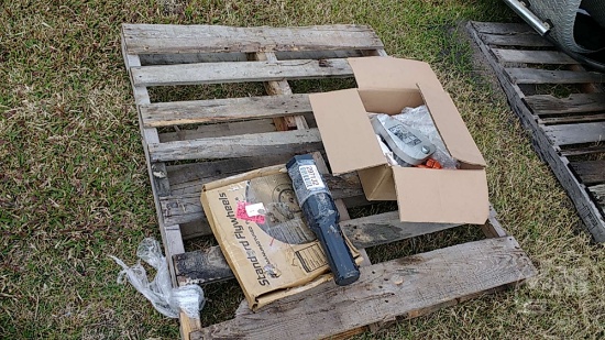 MISC BOBCAT PARTS INCLUDING 4000 LB WINCH, AUGER BIT, FLYWHEEL